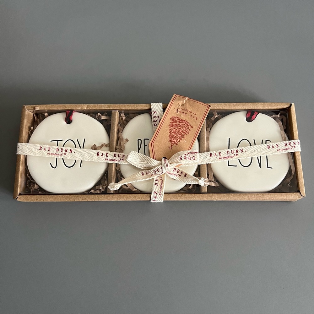 Rae Dunn Joy Peace Love Christmas Ornaments